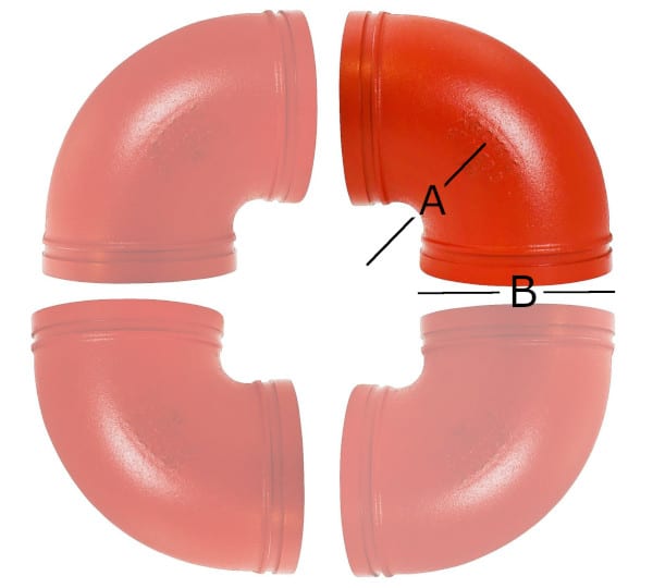 Picture of QRFS Short Radius Elbow with Diagram