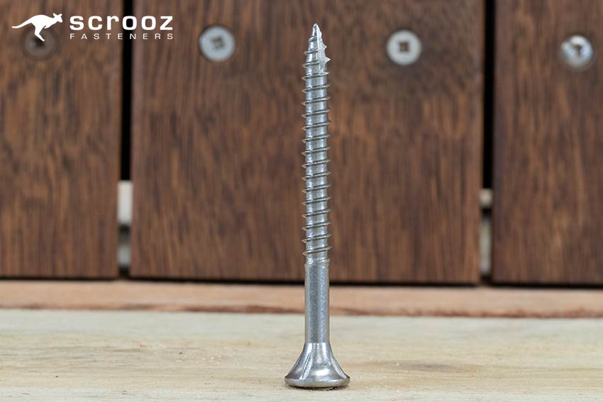 batten screw shot on decking board background